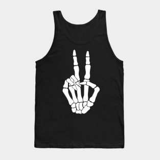 Skeleton Peace Sign Hand Hippie Halloween Tank Top